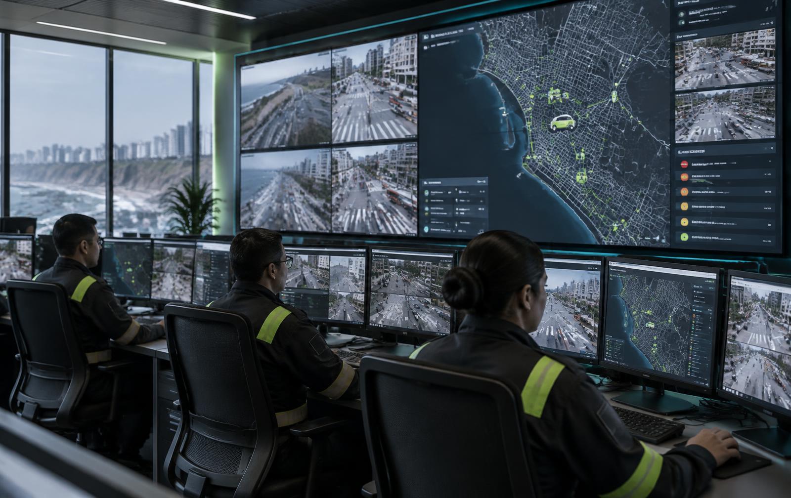Central municipal coordinando patrulleros y cámaras en Lima